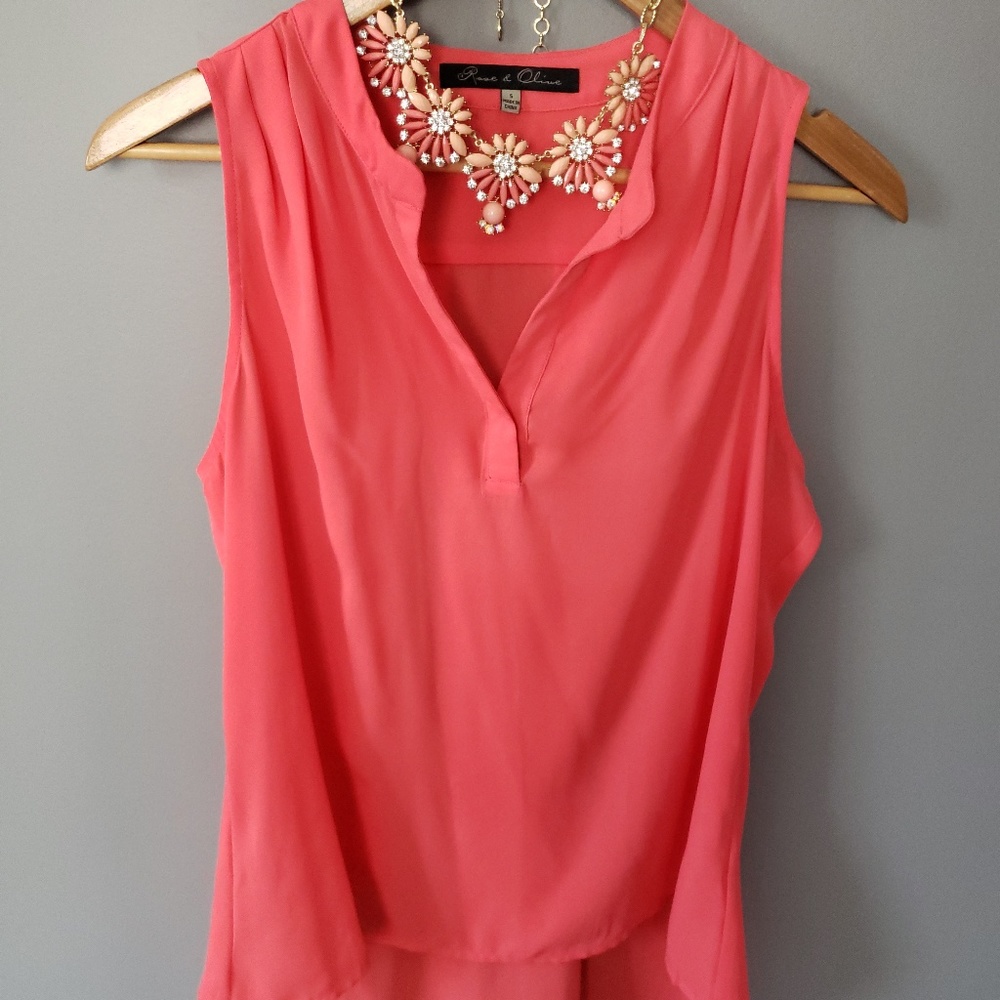 Rose and Olive sleeveless blouse